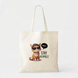 Bolsa Tote Mantenha-se humilde Tema de Gato Toalha Casual