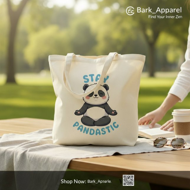 Bolsa Tote Mantenha-Se Pandástico Na Camisa, Meditação Engraç (Criador carregado)