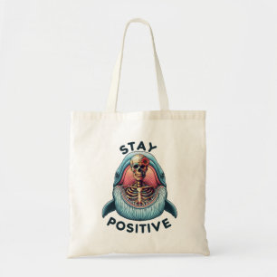 Bolsa Tote Mantenha-se positivo - Esqueleto e baleia