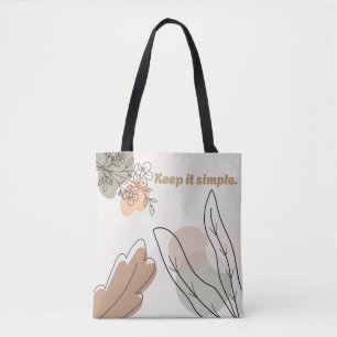 Bolsa Tote 'Mantenha Simples' Arte Botânica Terrosa