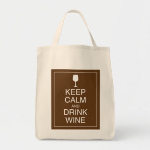 Bolsa Tote Manter Calmo e Beber Vinho - Saco de Tota de Fritu