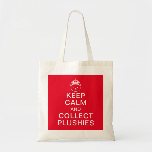 Bolsa Tote Manter Calmo E Coletar Plushies | Cota Engraçada (Frente)