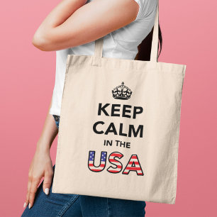 Bolsa Tote Manter Calmo nos EUA (Preto).png