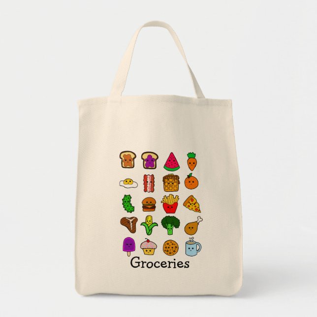 Bolsa Tote Mantimento da comida de Kawaii (Frente)