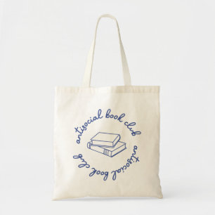 Bolsa Tote Manuscrito azul minimalista do Clube de Livro anti