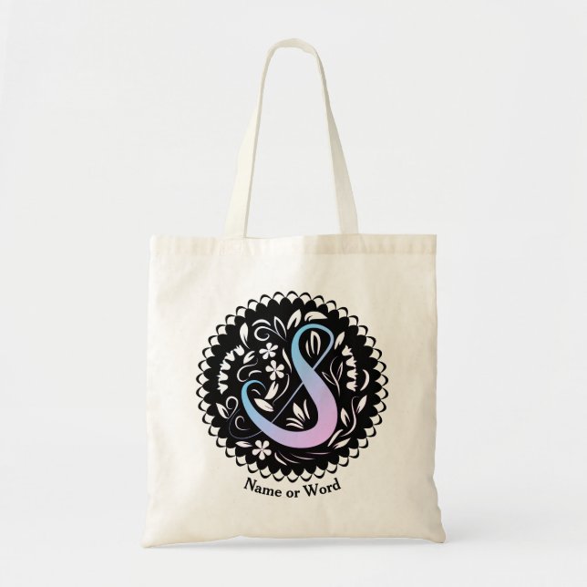 Bolsa Tote Manuscrito em alfabeto S Monograma (Frente)