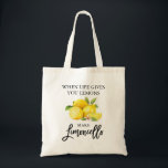 Bolsa Tote Manuscrito Moderno Pincel Aquarela Limões Limoncel<br><div class="desc">Limões De Aquarela De Pincel Moderno Quando A Vida Lhe Dá Limões Fazem Saco De Tota De Limoncello</div>
