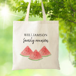 Bolsa Tote Manutenção de Reunião Familiar<br><div class="desc">Esta Bolsa de Reunião Familiar é decorada com melancias de verão de aquarela. Facilmente personalizável. Use a Ferramenta Design para alterar o tamanho, o estilo ou a cor do texto. À medida que criamos a nossa trabalho de arte, não encontraremos esta imagem exata de outros designers. Original Watercolor © Michele...</div>