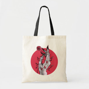 Bolsa Tote Mão assustador com arte gótico cor-de-rosa e dos