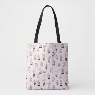 Bolsa Tote Mão bonito teste padrão tirado do cacto