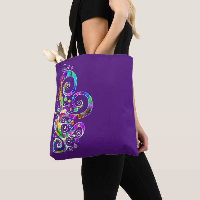 Bolsa Tote Mão Cardíaca Espiral Pintada Design 2 (Close Up)