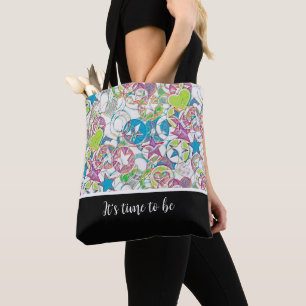 Bolsa Tote Mão Desenhada Por EDDArt - Estrelas E Corações 1