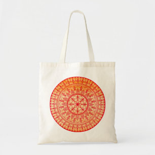 Bolsa Tote Mão detalhada mandala vermelha e alaranjada