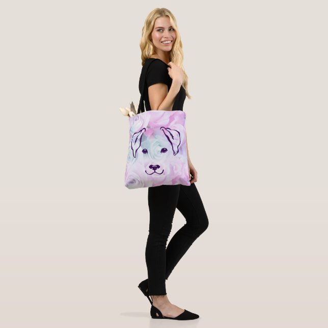 Bolsa Tote Mão elegante tirada 5 linhas sacola floral do cão (No(a) Modelo)