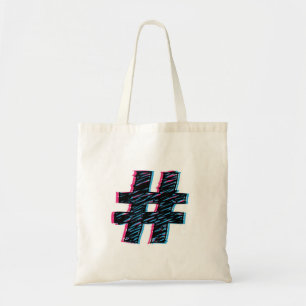 Bolsa Tote Mão legal símbolo tirado de Hashtag do efeito 3D