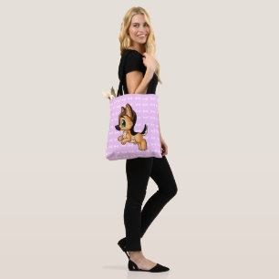 Bolsa Tote Mão na moda sacola tirada   do rosa do cão ambos
