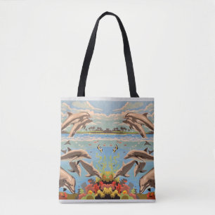 Bolsa Tote Mão Pintada Por Número Golfinhos Reproduzíveis