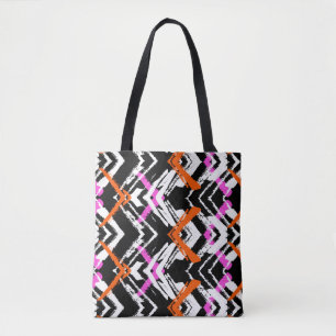 Bolsa Tote Mão preta, alaranjada, e cor-de-rosa teste padrã