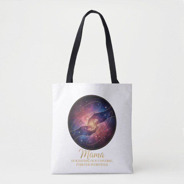 Bolsa Tote Mãos da Mamãe Celestial Galáxia Universo (Frente)