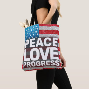 Bolsa Tote Mãos para a Paz Progresso América Sinalizador Glit