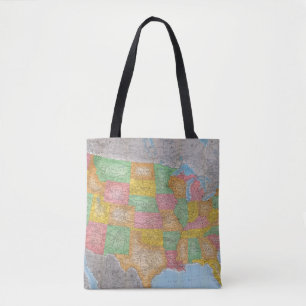 Bolsa Tote Mapa 3 dos Estados Unidos
