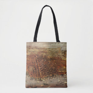 Bolsa Tote Mapa Aéreo Antigo, Cidade de São Francisco, Califó