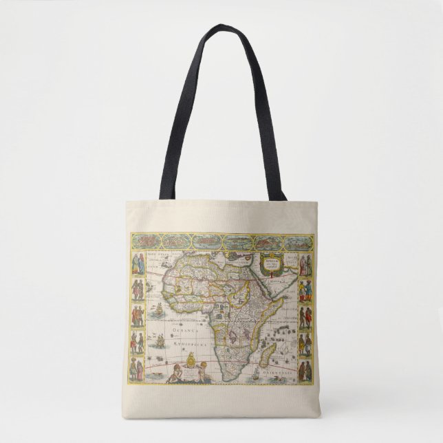 Bolsa Tote Mapa antigo da África por Hondius e Jansson (Frente)