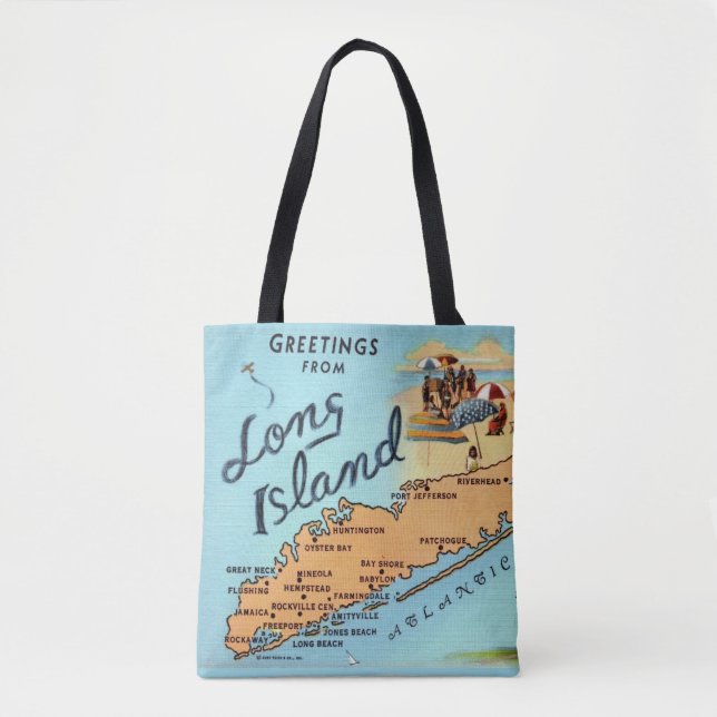 Bolsa Tote Mapa Antigo da Ilha Longa (Frente)