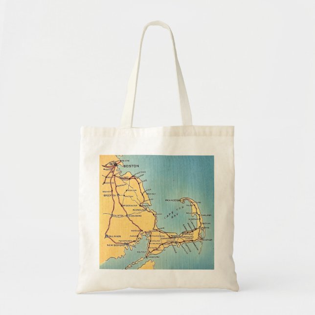 Bolsa Tote Mapa Antigo de Cape Cod em Boston (Frente)