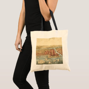 Bolsa Tote Mapa Antigo de Chicago, Rua LaSalle e Rio
