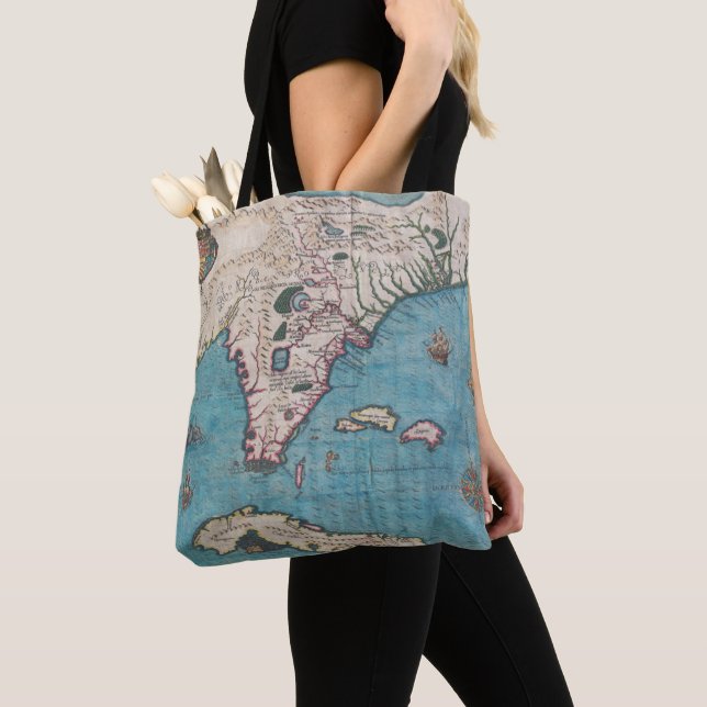 Bolsa Tote Mapa antigo de Florida e de Cuba (Close Up)