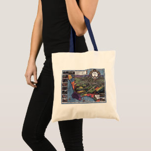 Bolsa Tote Mapa Antigo de Los Angeles, Califórnia, Vista Aére