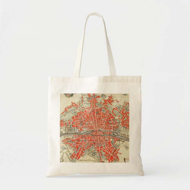 Bolsa Tote Mapa Antigo de Paris França (1721–1774) (Frente)