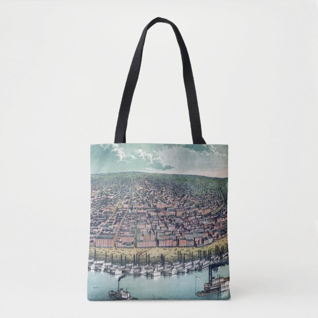 Bolsa Tote Mapa Antigo de Saint Louis Missouri Rio Mississipp (Frente)