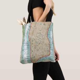 Bolsa Tote Mapa antigo do Lower Manhattan e do Central Park