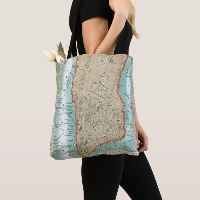 Bolsa Tote Mapa antigo do Lower Manhattan e do Central Park (Close Up)