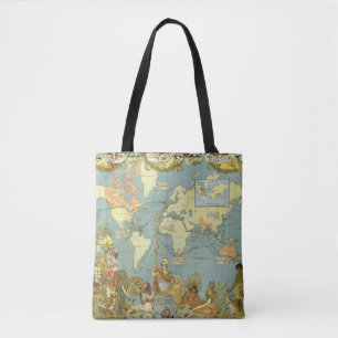 Bolsa Tote Mapa Antigo do Mundo do Império Britânico, 1886