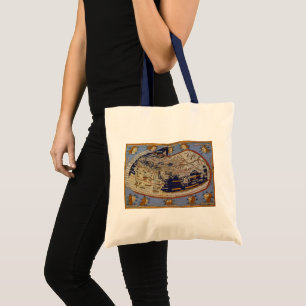 Bolsa Tote Mapa Antigo do Mundo Ptolomaico, Johannes de Arnsh