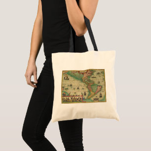 Bolsa Tote Mapa antigo mundial das Américas, 1606