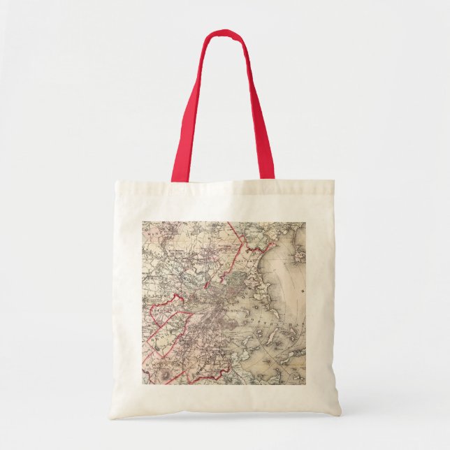 Bolsa Tote Mapa: Boston, 1883 (Frente)