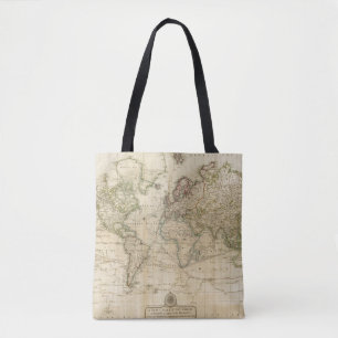 Bolsa Tote Mapa colorido da mão do mundo