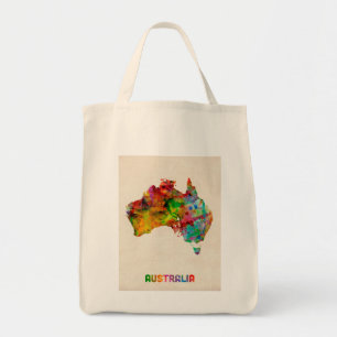 Bolsa Tote Mapa da aguarela de Austrália