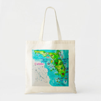 Bolsa Tote Mapa da aguarela de Florida