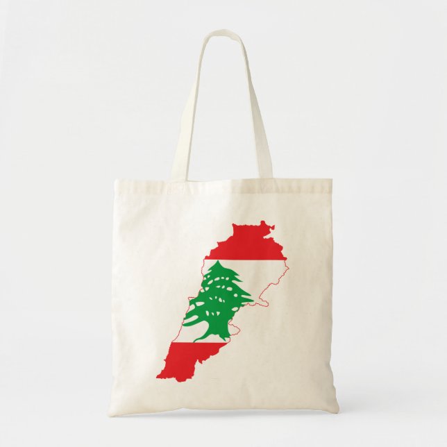 Bolsa Tote Mapa da bandeira de Líbano (Frente)