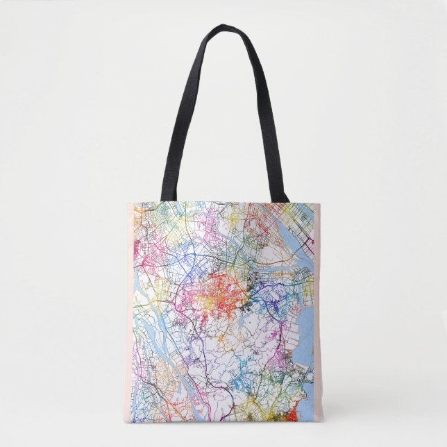 Bolsa Tote Mapa da Cidade da China em Zhongshan (Frente)