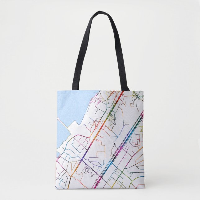 Bolsa Tote Mapa da Cidade de Camayenne Guiné (Frente)