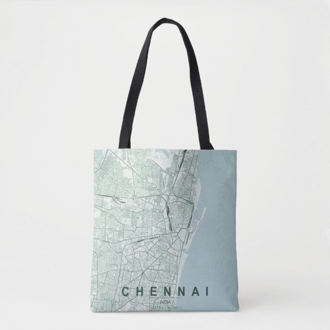 Bolsa Tote Mapa da Cidade de Chennai na Índia com Design Mini (Frente)