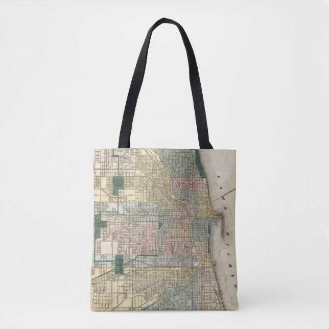 Bolsa Tote Mapa da cidade de Chicago (Frente)