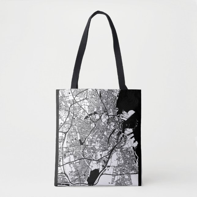 Bolsa Tote Mapa da Cidade de Copenhague Dinamarca (Frente)