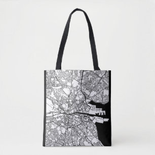 Bolsa Tote Mapa da Cidade de Dublin Irlanda